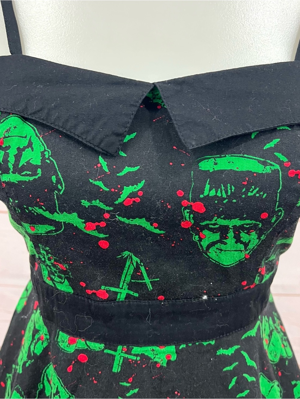SOLD Hell Bunny Modcloth Frankenstein Goth Cemetary Sleeveless Retro Swing Dress - Picture 10 of 16